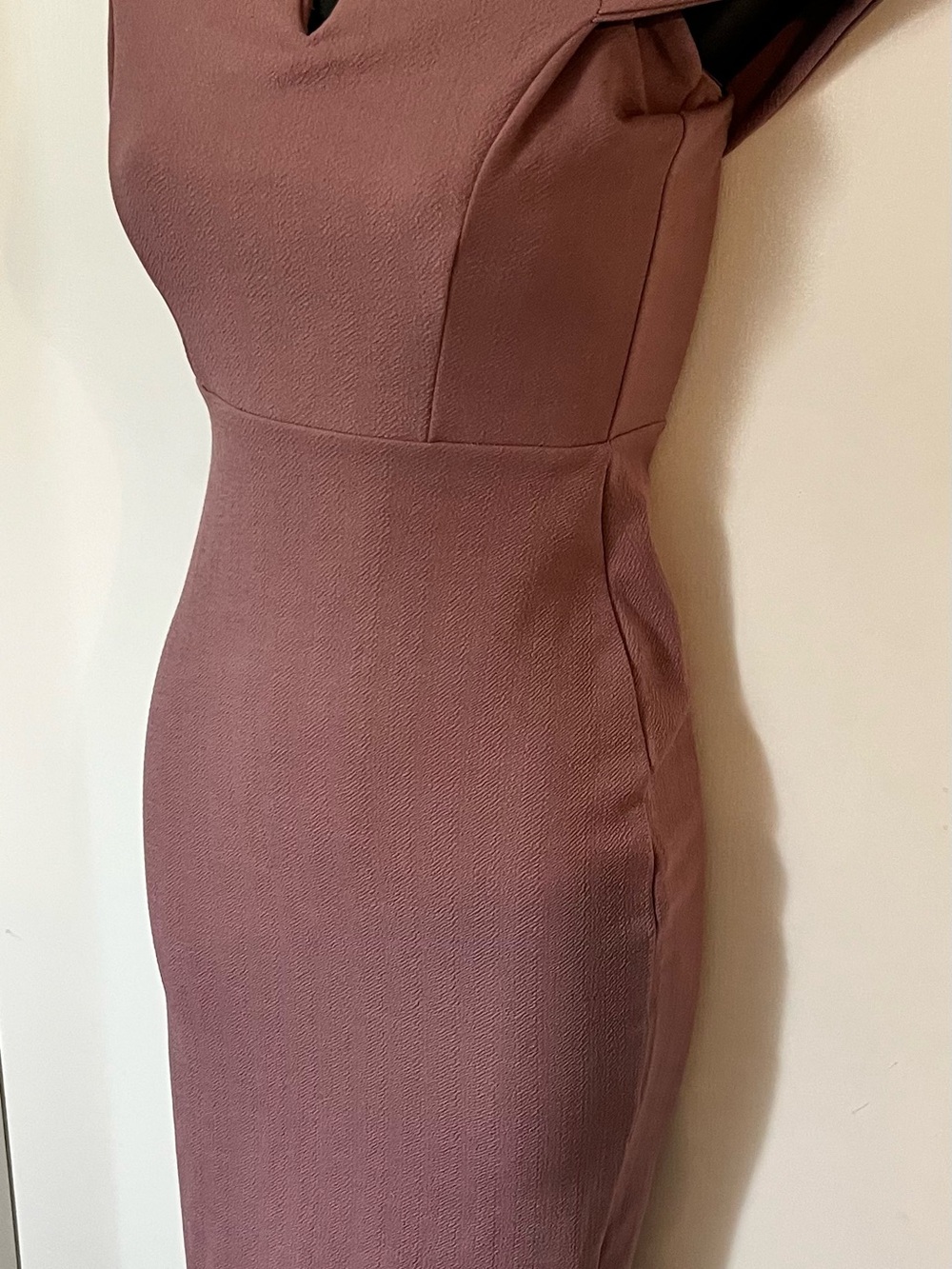 Boohoo Dusty Mauve Fitted Midi Dress